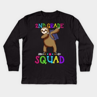 Sloth Team 2nd Grade Squad Teacher Back To School Kids Long Sleeve T-Shirt